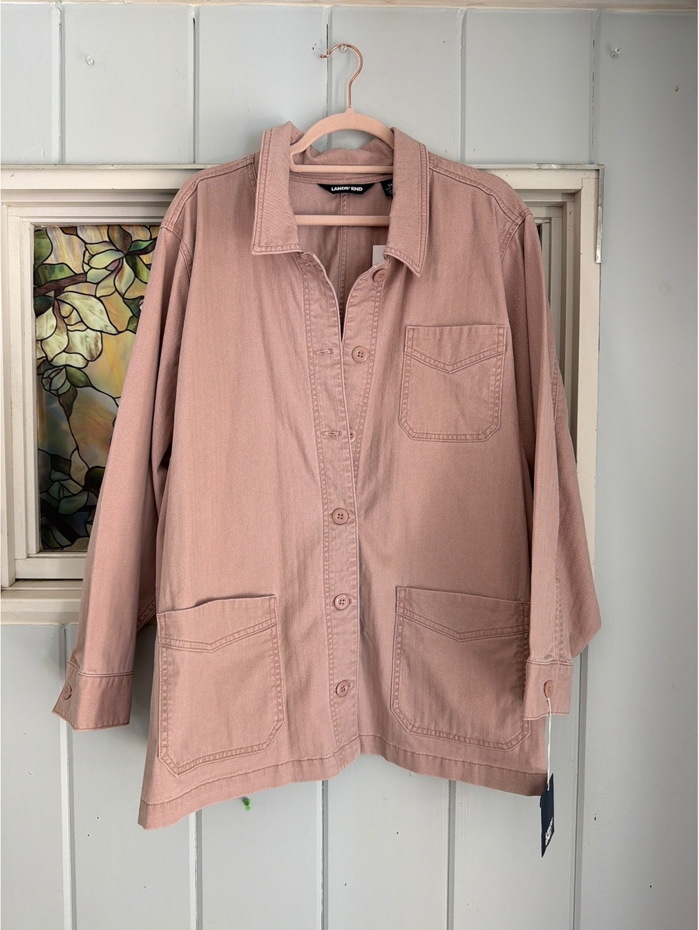 Lands' End Women's pink 3X Button-Up Utility Jacket NWT